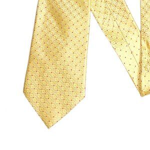 Shore & Singer Silk Tie Men’s 60” Yellow Red Geometric Designer Wide Tie New